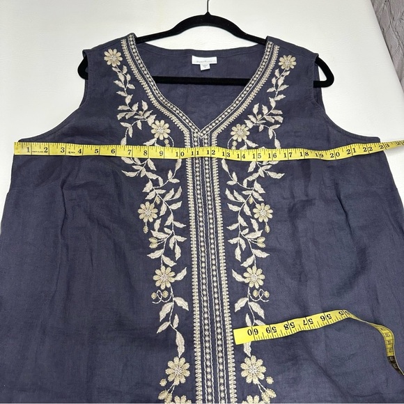 PUREJILL Linen Embroidered Sleeveless Maxi Dress size XL - Picture 8 of 14